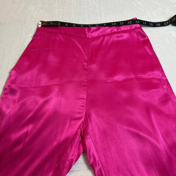 Zara High Rise Satin Wide Leg Trouser Pants Size S Preppy Maximalist Feminine - Picture 10 of 13